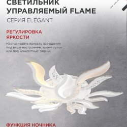 Светильник светодиодный ELEGANT FLAME 120Вт 230В 3000-6500K 1035х895х120мм c пультом ДУ белый IN HOME