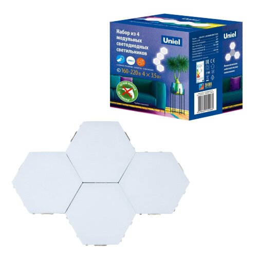 ULM-H77-3.5W-4000K WHITE SET4 Светильник светодиодный модульный, в составе набора из 4 шт, Сенсорный, Белый свет 4000К, БП в-к, 400Лм, TM Uniel - фото 14