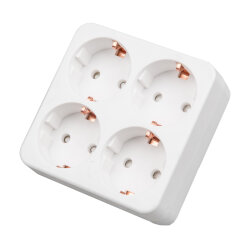 S-GES4-16S WHITE Разветвитель сетевой, с-з, 4 гнезда, 16А, 3500Вт, Белый