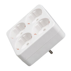 S-GES4-16S WHITE Разветвитель сетевой, с-з, 4 гнезда, 16А, 3500Вт, Белый