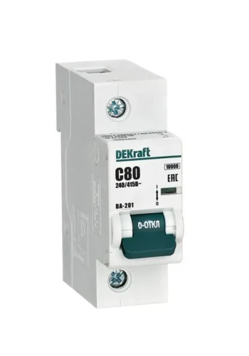 Выключатель автоматический модульный 1п C 80А 10кА ВА-201 DEKraft 13002DEK - фото