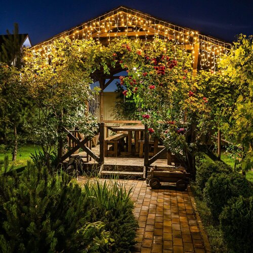 ULD-B20007-480-DTA-RC WARM WHITE IP44 Бахрома светодиодная, 20м, С пультом, 480 светодиодов, Теплый белый свет, Провод прозрачный - фото 7