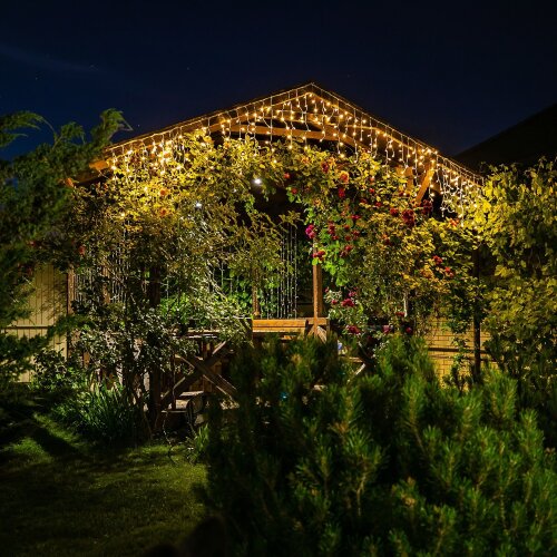 ULD-B20007-480-DTA-RC WARM WHITE IP44 Бахрома светодиодная, 20м, С пультом, 480 светодиодов, Теплый белый свет, Провод прозрачный - фото 8