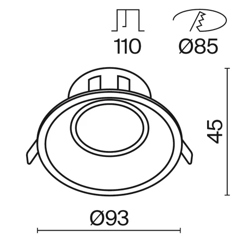 Встраиваемый светильник Точка / Dot 1*GU10 10 Вт (Черный) DL028-2-01B - фото 3