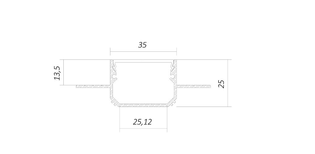 Алюминиевый LED профиль LINE 3525 FANTOM LT70 (с экраном) — 2500мм - фото 2