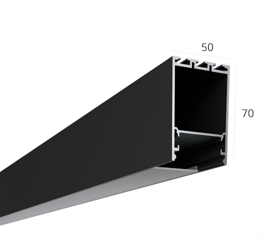Алюминиевый LED профиль LINE 5070 ral9005 LT70 (с экраном) — 2500мм - фото 1