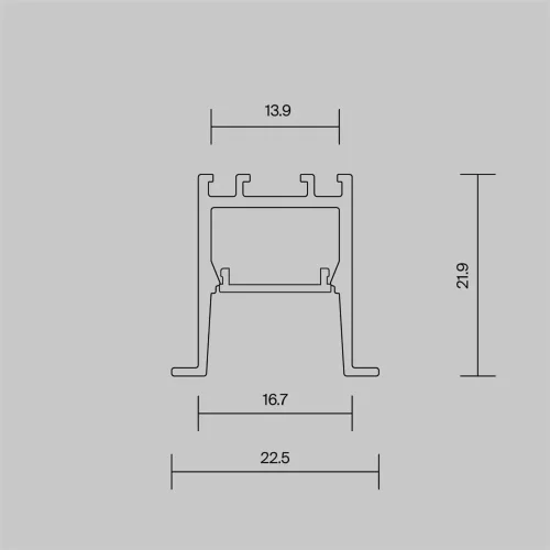 Алюминиевый профиль встраиваемый скрытого монтажа 22x22 (Черный, 2 м), ALM-2222-B-2M 632013 (Черный) - фото 2