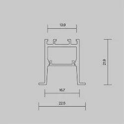 Алюминиевый профиль встраиваемый скрытого монтажа 22x22 (Черный, 2 м), ALM-2222-B-2M 632013 (Черный)