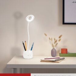 Светильник настольный светодиодный CRAFT ССО-10Б аккум 6Вт 480Лм сенсор, с органайзером, USB-кабель БЕЛЫЙ IN HOME