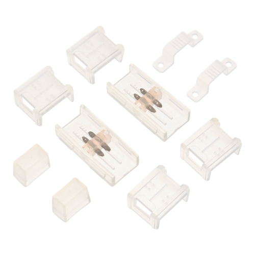 Комплект: соединитель-коннектор, фикс. клипса, заглушка WOLTA WTB-WBT-SMD-220V-A для светодиодной ленты SMD 220В, в комплекте по 2шт. - фото 1.