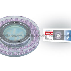 DLS-P102 GU5.3 CHROME-PINK Светильник декоративный встраиваемый, Без лампы, Металл, цвет хром, Отделка прозрачное стекло с элементами розового