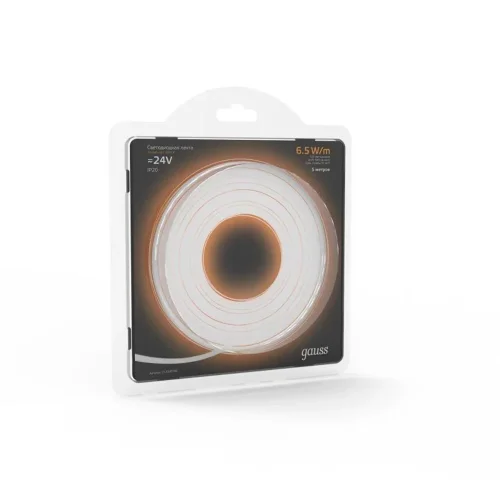 Лента светодиодная Black 2835/120-SMD 6.5Вт/м 3000К тепл. бел. IP20 600лм/м 24В (блист.5м) GAUSS 312000165 - фото 8