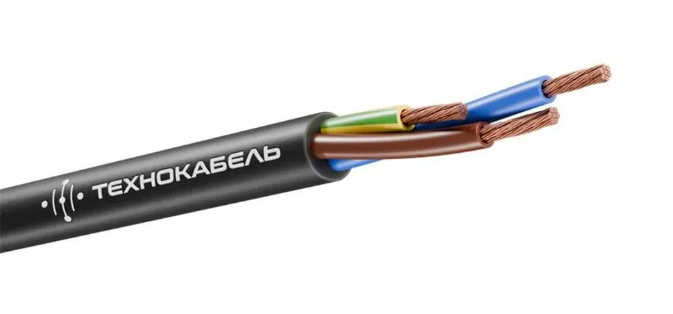 Провод ПВС 3х1.5 (2х1.5+1х1.5) 380В Ч (бухта) (м) Технокабель 00-00148759 - фото