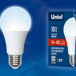 LED-A60-10W-NW-E27-FR-24-48V PLO55WH Лампа светодиодная, 24-48В, Форма A, матовая, Белый свет 4000K.