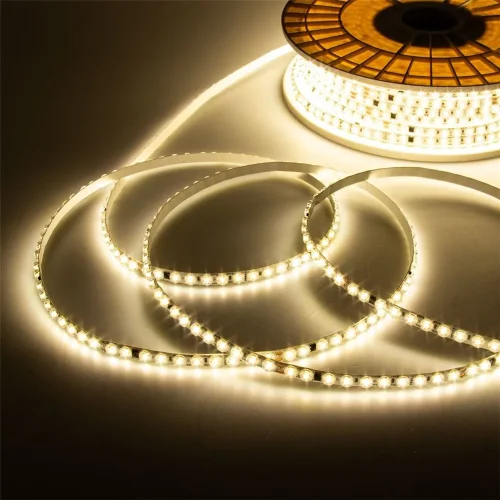 Светодиодная лента линзованная 220VAC 2835 100led/m, 12W/m, day white, A116, nano IP53, со скотчем - фото I