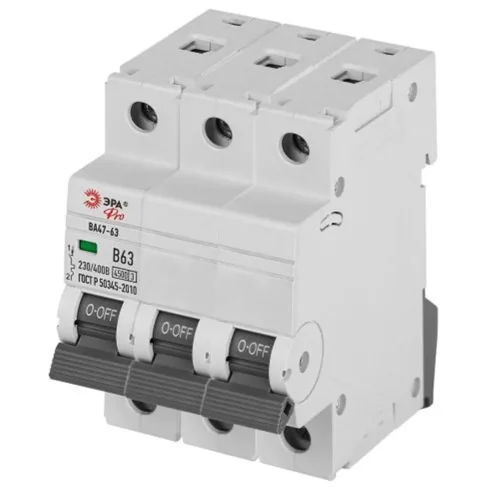 Выключатель автоматический 3п C 10А 4.5кА ВА47-63 PRO ЭРА Б0059435 - фото