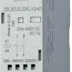 Контактор модульный 1NO + 1NC 25А AgSnO2 24В AC/DC 17.5мм IP20 опции: мех. индикатор + LED FINDER 223200244520
