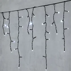 Гирлянда Бахрома 3,1 x 0,5 м Белая с Мерцанием Белого Диода 220В, 150 LED, Провод Черный ПВХ, IP54