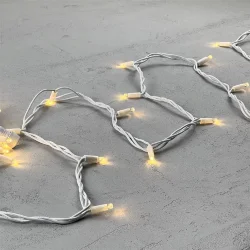 Гирлянда Нить 10м Тепло-Белая 220В, 75 LED, Провод Белый Каучук, IP65