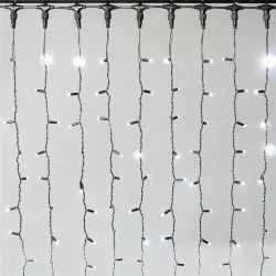 Гирлянда Занавес 2 x 2 м Белый 220В, 400 LED, Провод Черный Каучук 2,3мм, IP65