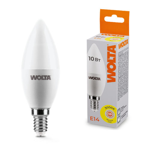 Светодиодная лампа WOLTA 25YC10E14 10Вт 3000K E14 - фото 1.