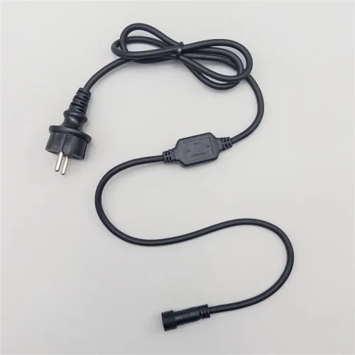 Кабель питания 1,5м с Выпрямителем для Каучуковых и ПВХ Нитей 220В, Провод Черный Каучук, IP65. Фото 1.