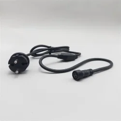 Кабель питания 1,5м с Выпрямителем для Каучуковых и ПВХ Нитей 220В, Провод Черный Каучук, IP65