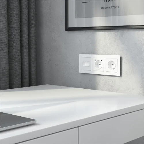 Накладка для двойной розетки Еthernet RJ-45 белый акрил W1191141 - фото 2