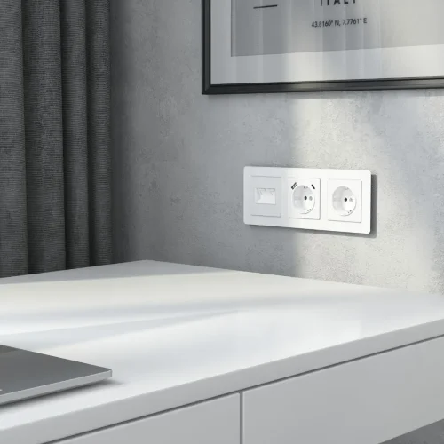 Накладка для двойной розетки Еthernet RJ-45 белый акрил W1191141 - фото 2