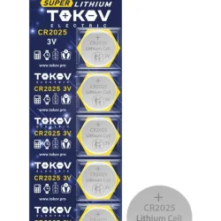 Элемент питания литиевый CR2025 таблетка (блистер 5шт) TOKOV ELECTRIC TKE-LI-CR2025/B5