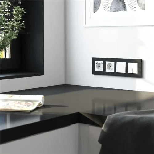 Рамка из поликарбоната на 4 поста Slab черный софт W0042908 - фото 2