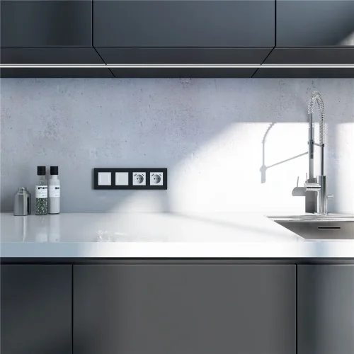 Рамка из поликарбоната на 4 поста Slab черный софт W0042908 - фото 3