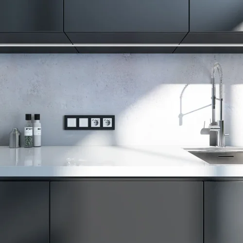 Рамка из поликарбоната на 4 поста Slab черный софт W0042908 - фото 3