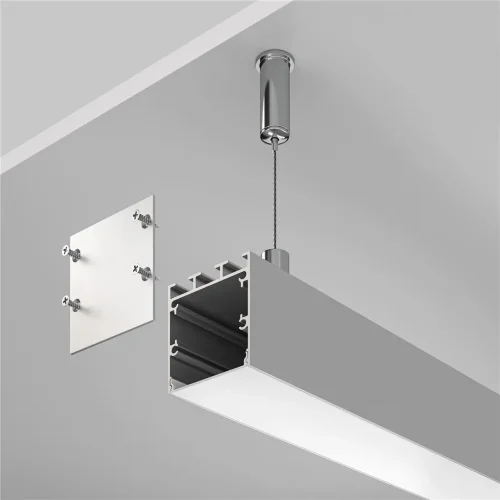 Алюминиевый профиль накладной-подвесной 35×35 (Серебро, 2 м), ALM-3535B-S-2M (Серебро) - фото