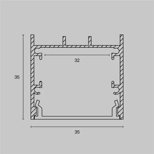 Алюминиевый профиль накладной-подвесной 35×35 (Серебро, 2 м), ALM-3535B-S-2M (Серебро) - фото 3