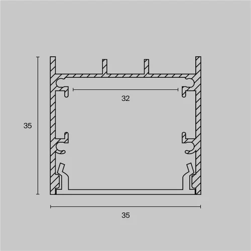 Алюминиевый профиль накладной-подвесной 35x35 (Серебро, 2 м), ALM-3535B-S-2M (Серебро) ALM-3535B-S-2M - фото 3