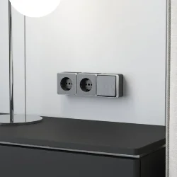 Выключатель одноклавишный влагозащищенный Gallant графит рифленый W5010204