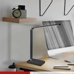 Светильник настольный светодиодный PLUS ССО-14Ч 8Вт 480Лм, сенсор, адаптер ЧЕРНЫЙ IN HOME