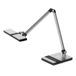 ULM-D110 15W-3000-6500K-DIM SILVER Светильник настольный светодиодный с беспроводной зарядкой телефонов, Сенсорный выключатель, Диммер, Серебристый, TM Uniel