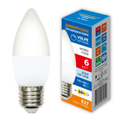 LED-C37-6W-4000K-E27-FR-DIM-SLS Лампа светодиодная, диммируемая, Форма свеча, матовая, Белый свет 4000K