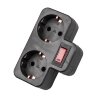 S-GES2-16PB BLACK Разветвитель сетевой с выключателем, с-з, 2 гнезда, 16А, 3500Вт, Черный - фото 1