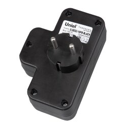 S-GES2-16PB BLACK Разветвитель сетевой с выключателем, с-з, 2 гнезда, 16А, 3500Вт, Черный