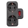 S-GES2-16PB BLACK Разветвитель сетевой с выключателем, с-з, 2 гнезда, 16А, 3500Вт, Черный - фото 4