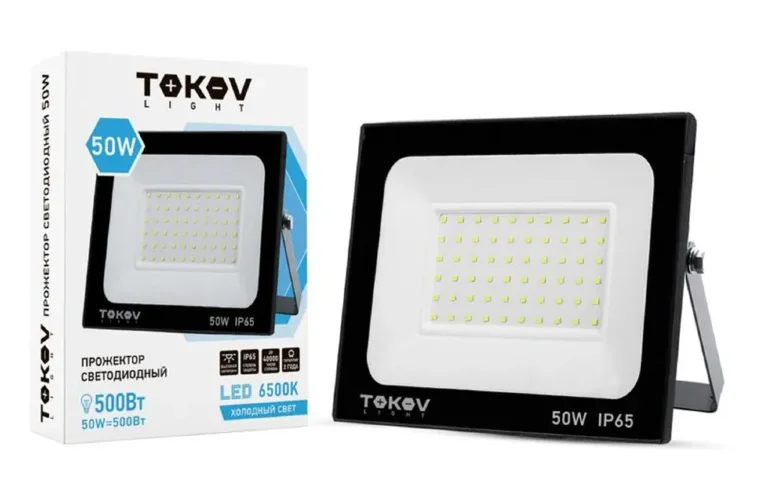 Прожектор светодиодный 50Вт 3400лм 6500К IP65 черн. (TKL) TOKOV ELECTRIC TKL-FL/LED-50-6.5K-IP65 - фото