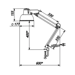 Светильник настольный 1xE27 | Фиолетовый на МС струбцине | Бета-К НДБ37-60-159 | - ТРАНСВИТ