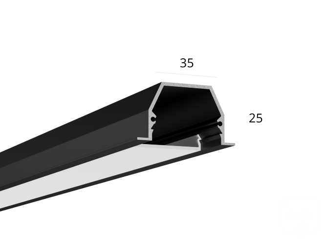 Алюминиевый LED профиль LINE 3525 IN ral9005 LT70 (с экраном) — 3000мм - фото 1