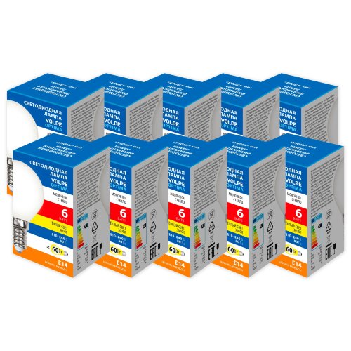 LED-G45-6W-3000K-E14-FR-SLF Набор из 10штук Лампа светодиодная, Форма шар, матовая, Серия Optima Филамент, Теплый белый свет 3000K - фото 1