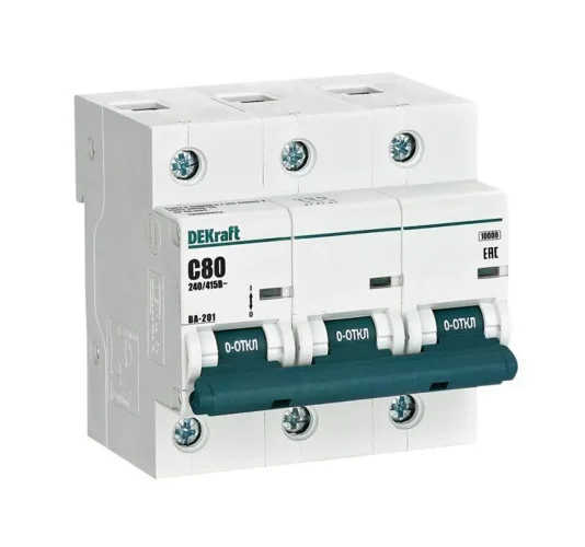 Выключатель автоматический модульный 3п C 80А 10кА ВА-201 DEKraft 13008DEK - фото