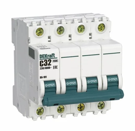 Выключатель автоматический модульный 4п C 32А 4.5кА ВА-101 DEKraft 11093DEK - фото