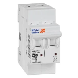 Выключатель автоматический модульный 2п C 50А 4.5кА OptiDin BM63-2C50-4.5-УХЛ3 КЭАЗ 326808